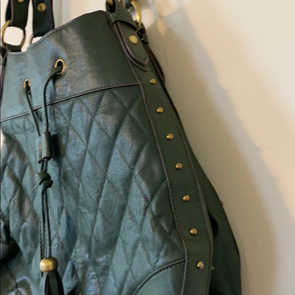 BUENO Shoulder bag in dark green trimmed in gold! - Picture 5 of 16